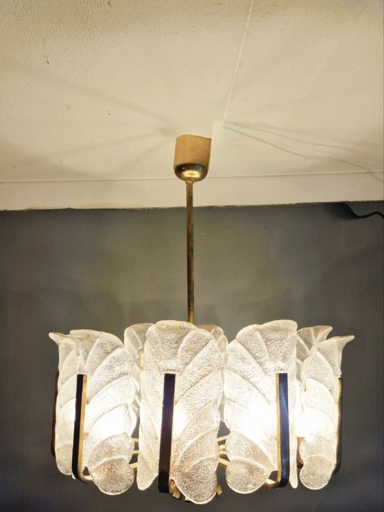 Lampada a sospensione Mid-Century Kalmar Acanthus 10 foglie – Lampade a sospensione, Vetro, Ottone (photo 3 of 6)