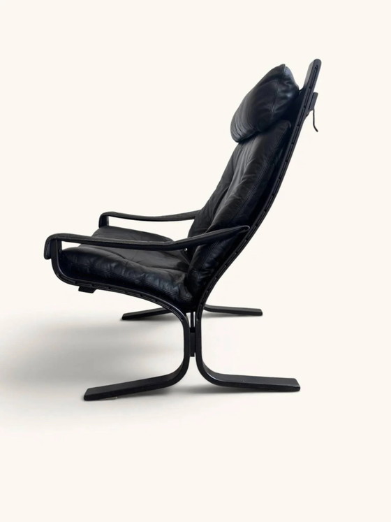 Vintage "Siesta" armchair by Ingmar Relling from 1965 in black leather., Relling (Ingmar), Scandinavian (photo 2 of 6)