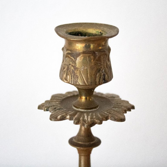 Antique French Brass Candlesticks, Late 19th Century – Candle holders (photo 4 of 8)