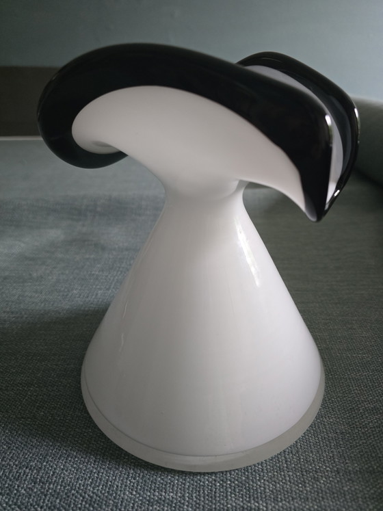 Image 1 of Vase vintage noir et blanc conçu par J. Sluczan-Orkusz pour la verrerie Tarnowiec