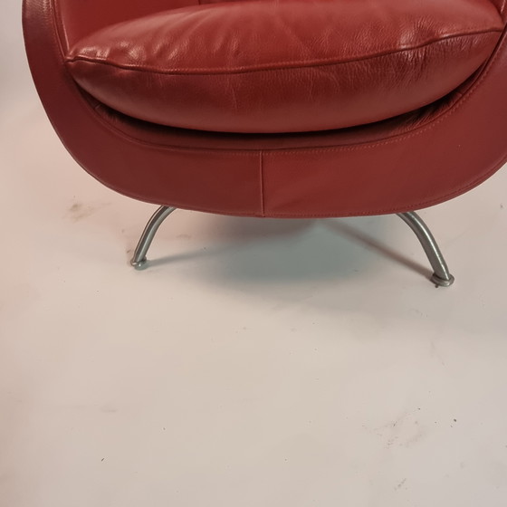 Image 1 of Rolf Benz Drehsessel aus rotem Leder