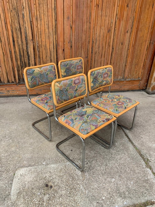 Mid-Century Modern italienischer Marcel Breuer B32 Cesca Stuhl, 70er Jahre 4er Set