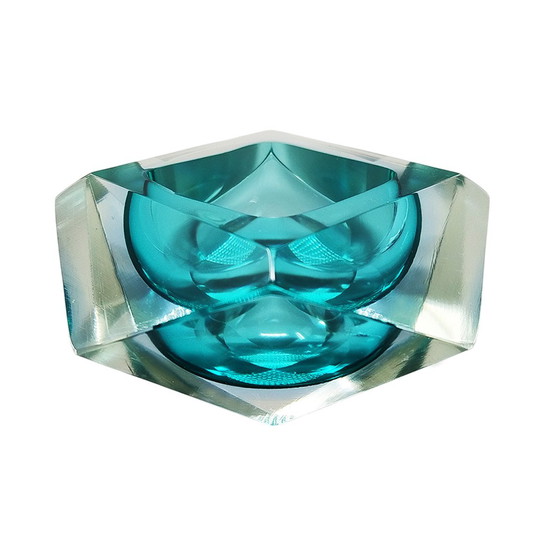 Image 1 of 1960s Gorgeous Turquoise Ashtray or Catchall by Flavio Poli for Seguso. Made in Italy