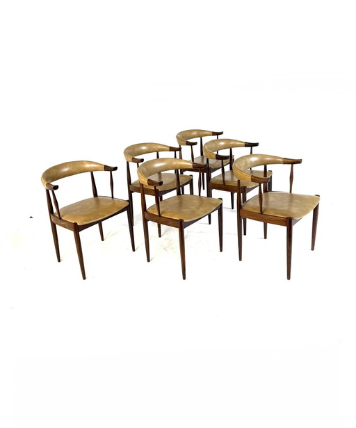 6 sillas de cuerno de vaca modelo n.º 12, Johannes Andersen '60