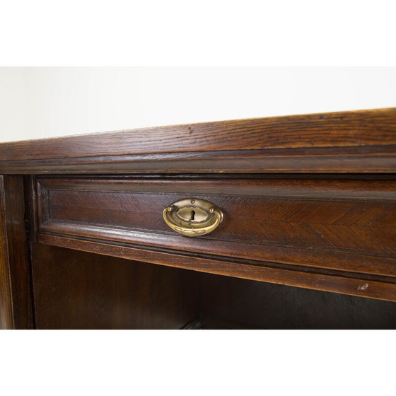 Image 1 of Vintage freestanding desk in wood and brass, 1920s