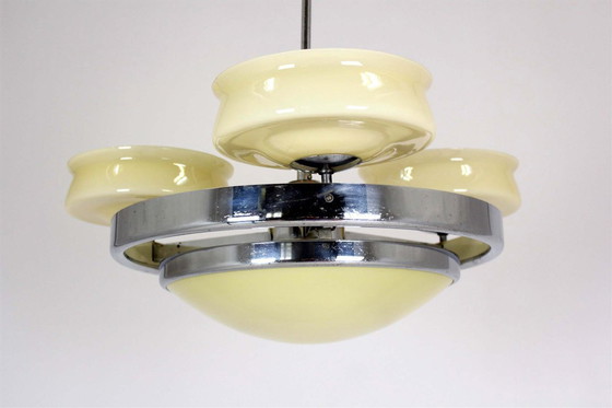Image 1 of Bauhaus Chrome Chandelier from Zukov, 1940s