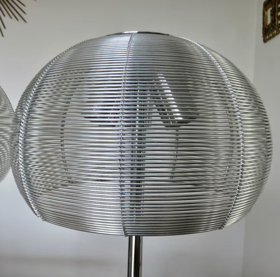 Image 1 of 2x Large Chrome Metal "Mushroom" Lamps