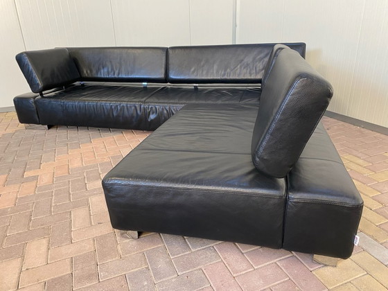 Image 1 of Bruhl zwarte leren hoekbank – Verstelbaar comfort – Ruim loungeontwerp – Gratis levering