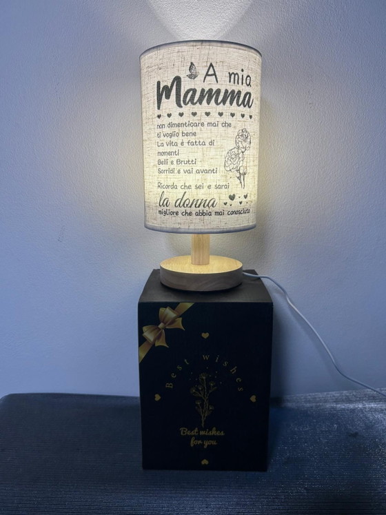 Maman Wooden Bedside Lamp with Lampshade, LED included, Table lamps, Beige (photo 2 of 5)