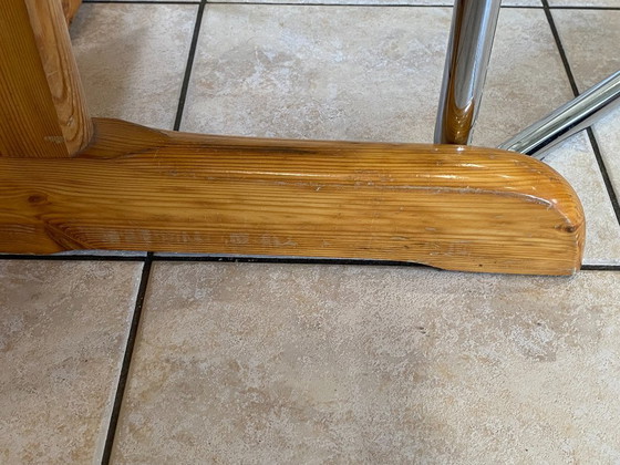 Image 1 of Tavolo rotondo allungabile, diametro 106 cm, modello Baumann, in legno massello di pino, vintage anni '70.