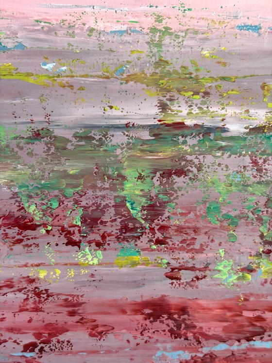 Image 1 of Eucalyptus I – Colorful abstract painting inspired by eucalyptus bark | 50x50 cm