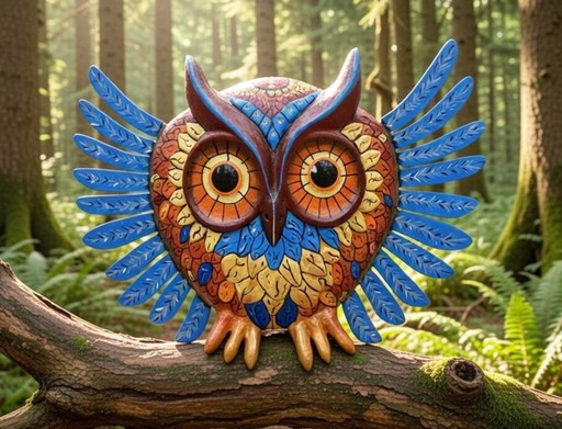 Fairytale owl. A unique figurine for the wall. Handmade by the artist