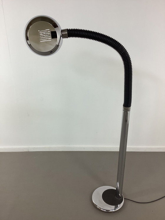 Image 1 of Vintage Herda gooseneck chromen vloerlamp lamp