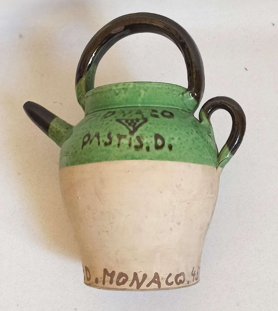 Image 1 of Brocca in terracotta Pastis Monaco degli anni '40. Altezza 26,5 cm.