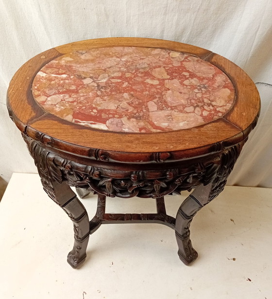 Antique Chinese Plant Stand – Plant table, Marble, Wood (photo 4 of 13)