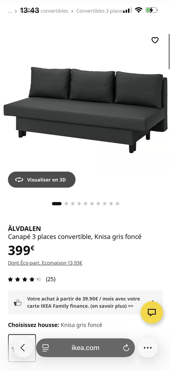 Image 1 of IKEA convertible sofa