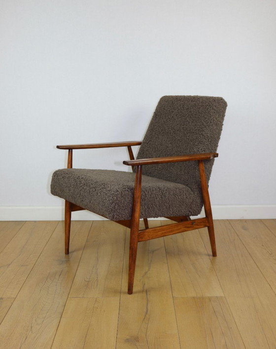 Image 1 of Armchair 'Lis', 1970s brown chocolate brown boucle design by Henryk Lis - 2 pieces available