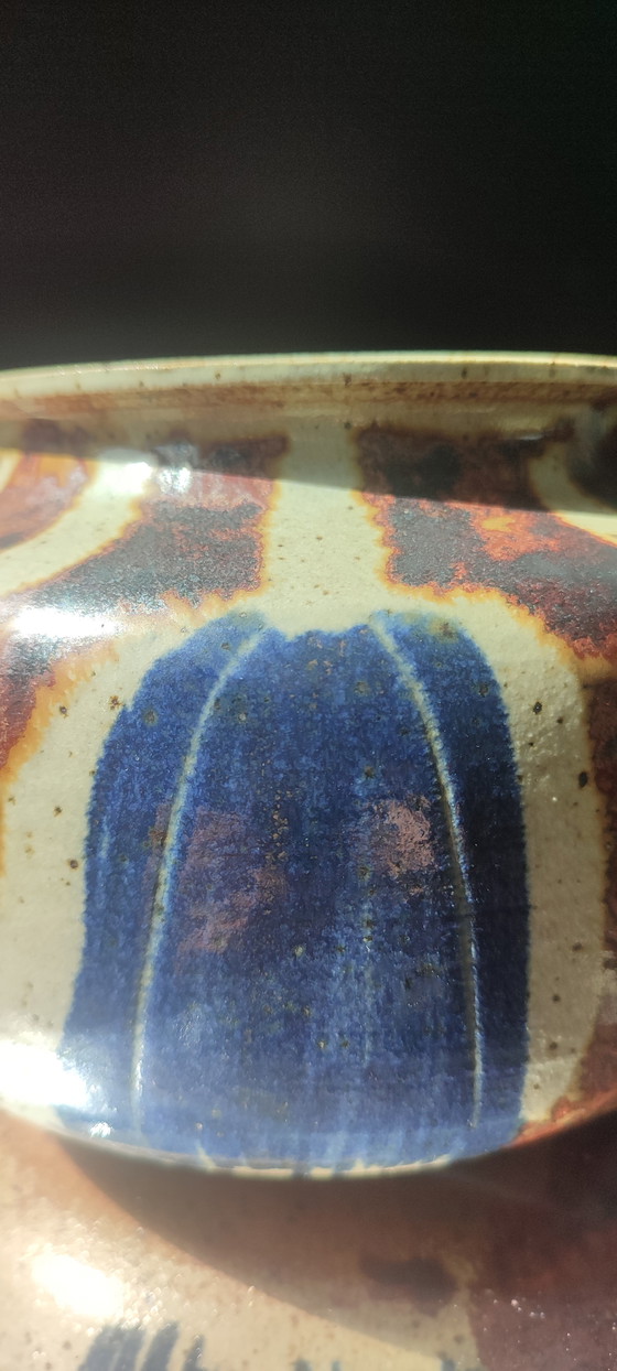 Image 1 of Pyrite stoneware ball vase, signed