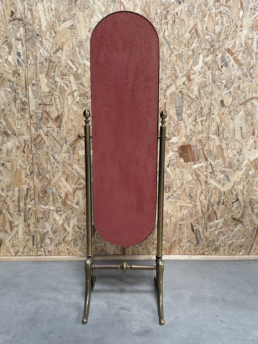 Miroir sur pied vintage en laiton des années 60/70