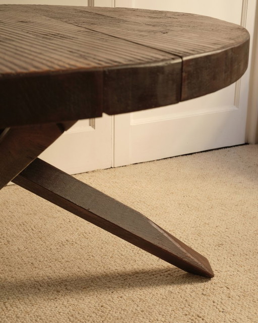 Table ronde en bois - 1950s