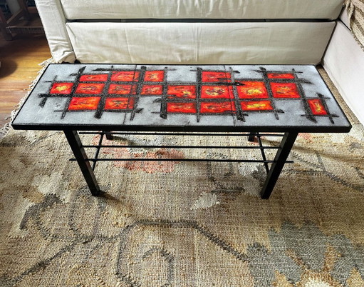 Mesa de centro Cloutier en lava esmaltada y metal lacado. Francia, década de 1970. – salontafels, Ceramic (photo 2 of 8)