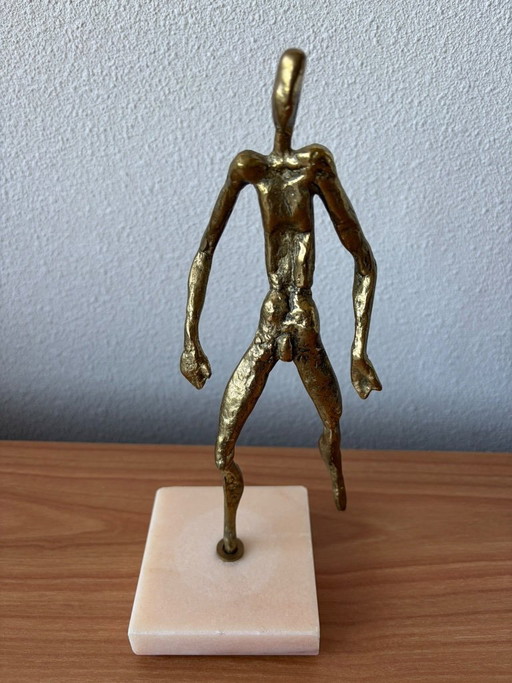 Statua moderna e slanciata in bronzo raffigurante un uomo nudo, alta 23,5 cm. – beeldhouwkunst, Bronze