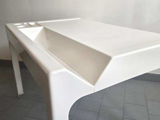 Image 1 of Vintage Ozoo bureau uit de jaren 60 in Space Age-stijl, ontworpen door Marc Berthier en gemaakt van glasvezel.