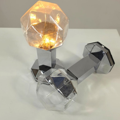 Set di lampade da parete Motoko Ishii Staff, in vetro sfaccettato, con design cromato. – Staff Leuchten (photo 2 of 5)