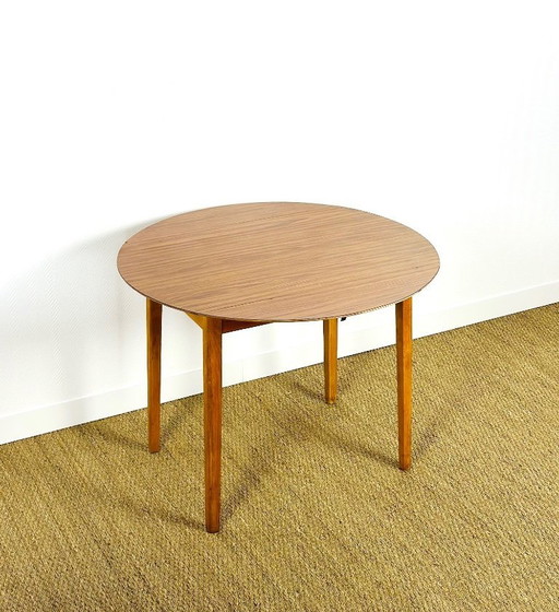 Vintage ronde opklapbare eettafel, 1970