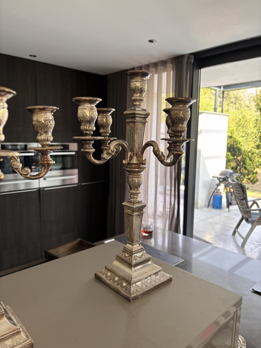 2 Beautiful genuine silver candlesticks, weight 3.4 kg – kandelaars en kaarsen (photo 2 of 6)