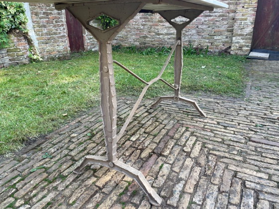 Image 1 of Tavolo da giardino, tavolo da bistrot con piano in marmo, stile Art Déco francese