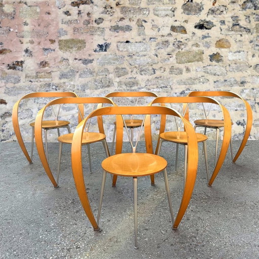 Set di 6 sedie “Revers” di Andrea Branzi per Cassina, 1990