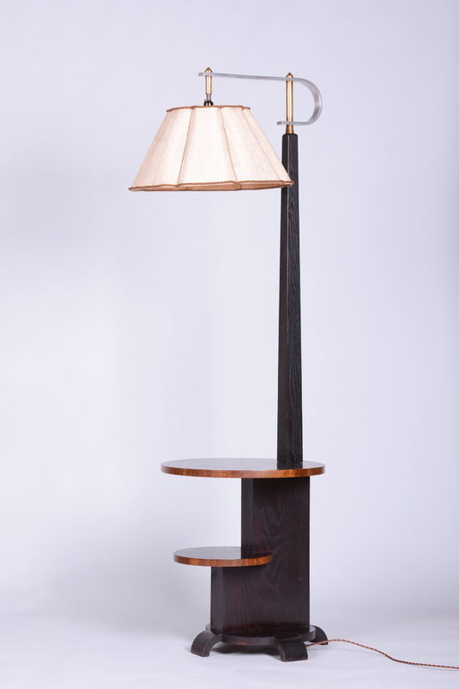 Restaurierte Art-Deco-Tischlampe, Kobaltglas, Opal-Lampenschirm, Tschechien, 1920er Jahre – vloerlampen, Metal, Textile