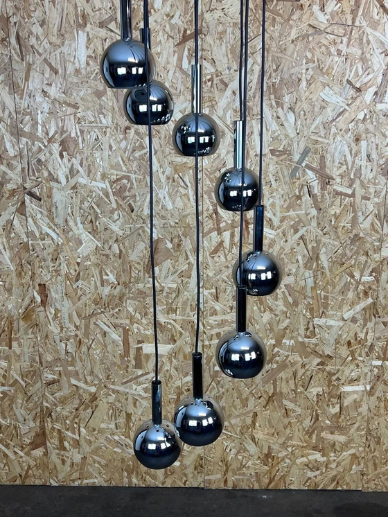 Image 1 of Lampada da soffitto Wortmann &amp; Filz anni '60 e '70 a cascata, cromata, Space Age