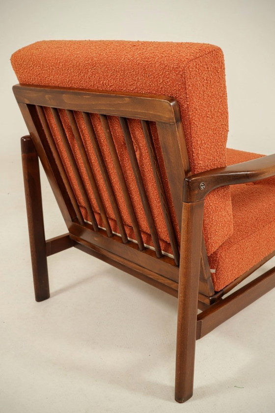 Image 1 of Modern Scandinavian chair terracotta bouclé 1965 design by Z.Baczyk 