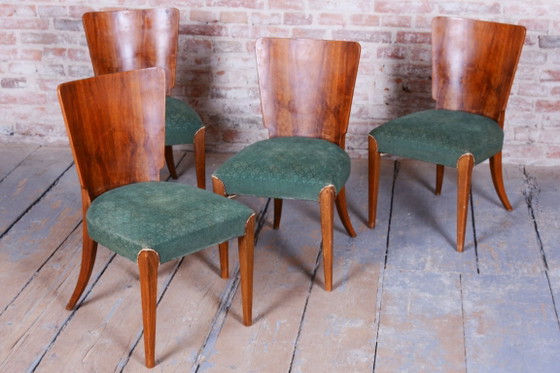 Set of 4 Original Art Deco Chairs, J. Halabala, UP Zavody, Chrome, Czech, 1940s – UP Závody, Dining chairs (photo 12 of 12)