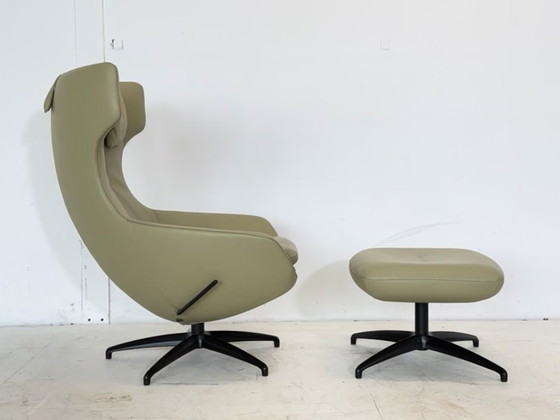 Leolux Caruzzo Sillón Reclinable de Cuero con Otomana – Sillones reclinables, Metal (photo 7 of 15)