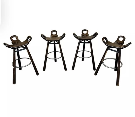 Image 1 of 4x 50's 60's Bar Stools Tabouret de bar Attributed Carl Malmsten Sweden Design