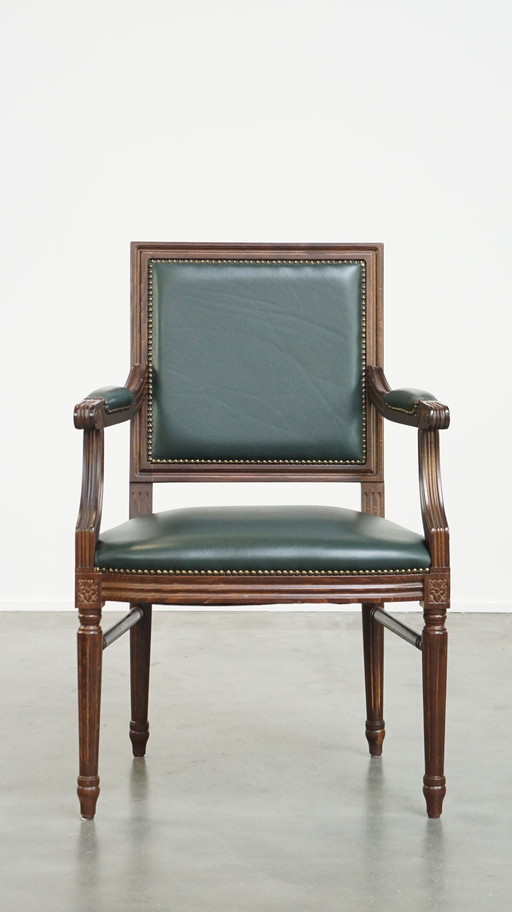 Dark Green Beef Leather English Chair