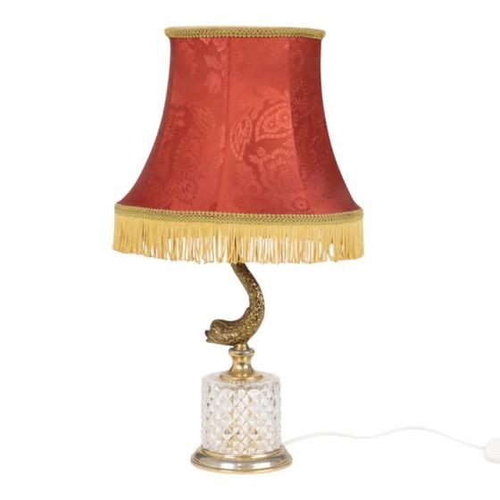 Image 1 of Vintage Brass Table Lamp Mythical Dolphin 45cm