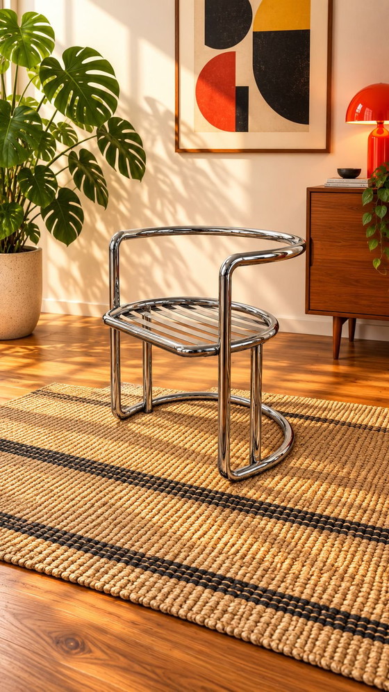 Salon Bauhaus vintage, Fauteuils, Verre, Chrome, Noir (photo 11 sur 14)