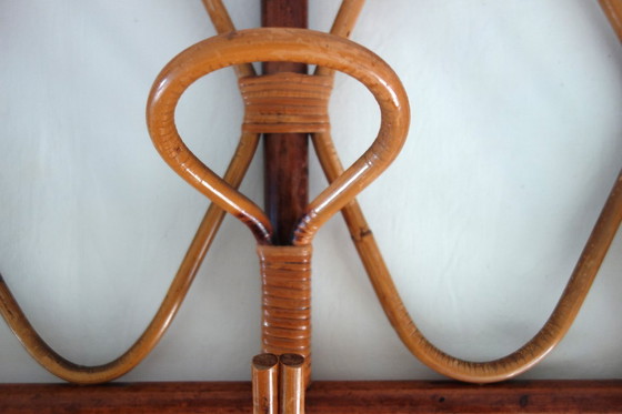 Image 1 of Porte manteaux mural bambou et rotin vintage