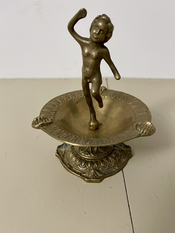 Image 1 of Brass Cherub Ashtray