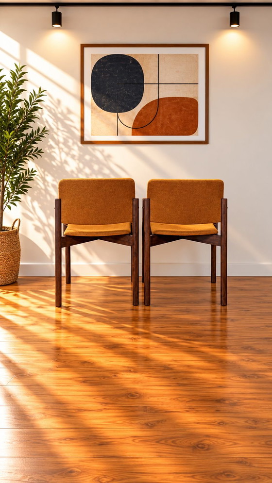 6 sedie da pranzo vintage Kush+co design scandinavo, Tessile, Legno, Marrone (foto 9 di 10)