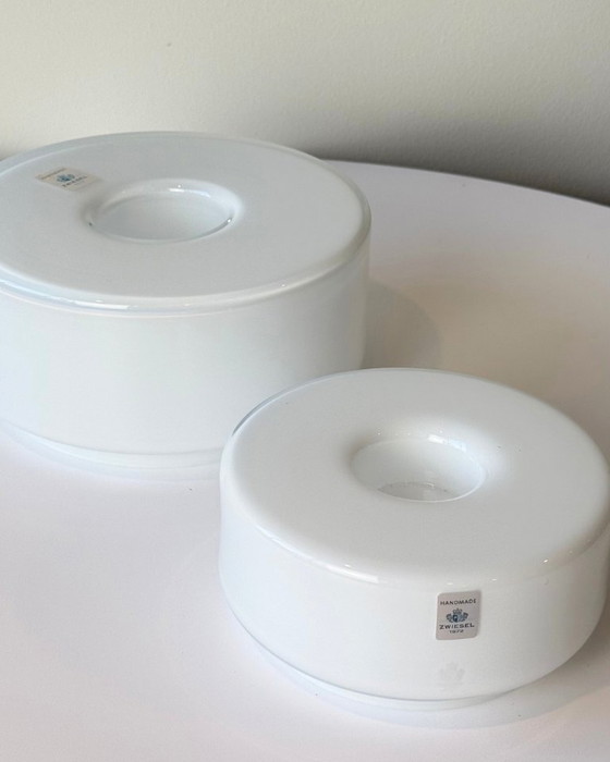 Image 1 of Vintage Zwiesel Opaline Tealight Holders — Set of Two
