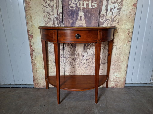 Table d'appoint semi-circulaire classique, console, table basse, dimensions 84x35cm et 76cm de hauteur. – bijzettafels, Metal