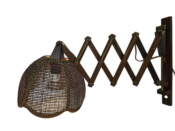 Image 1 of Schaarlamp - Harmonicalamp - teak - wandlamp - 60's