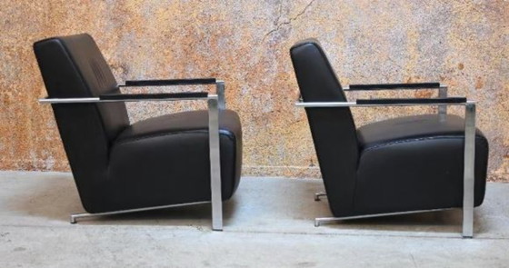 Image 1 of 2 poltrone Harvink Alowa in pelle nera.