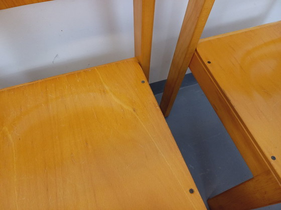 Image 1 of Set of 6 minimalist vintage beechwood chairs from the 70s and 80s