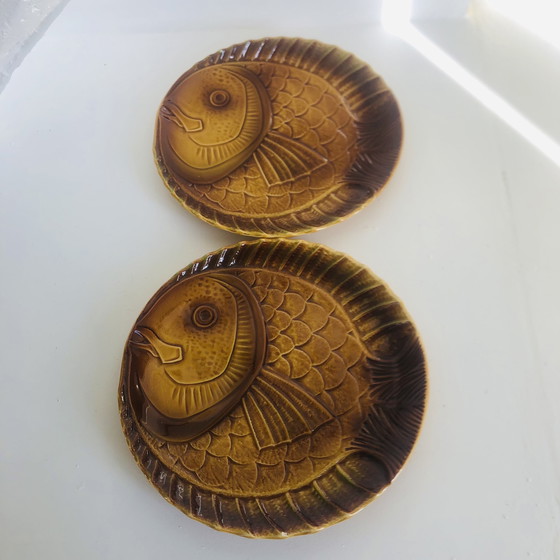 Image 1 of Lot de deux plats poissons Sarreguemines 